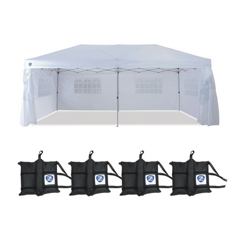 Z-Shade 20 by 10 Foot Instant Pop Up Event Canopy Tent, White & Instant Outdoor Canopy Tent Shelter Wrap Around Leg Weight Bags, Set of 4 - image 1 of 4