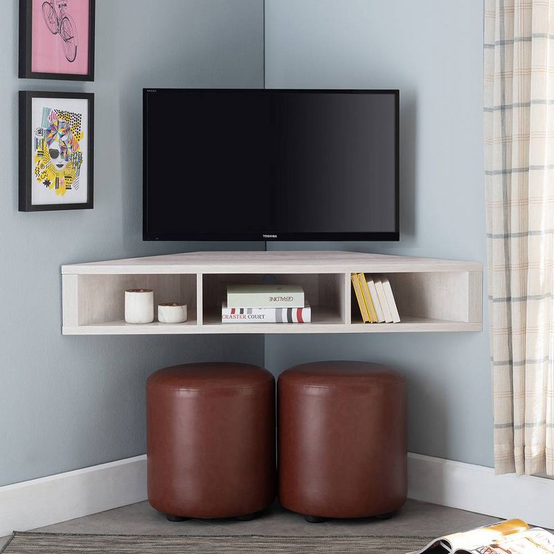 Tybo Open Shelves Corner Floating Console TV Stand for TVs up to 50" - HOMES: Inside + Out, 3 of 6