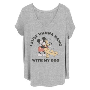 Women's Mickey & Friends I Just Wanna Hang with my Dog Pluto T-Shirt - 1 of 4