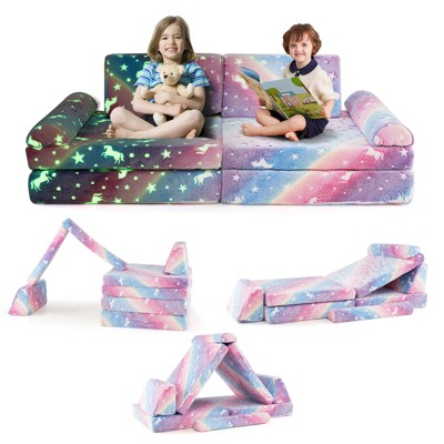Safstar 8PCS Modular Kids Play Couch w/Handles Machine Washable Covers for Building Fort