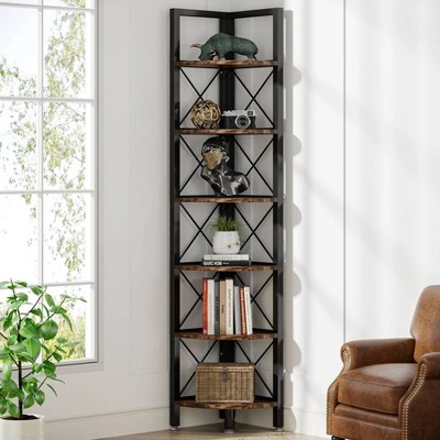 Hommoo 6-Tier Corner Shelf Small Bookshelf Storage Rack for Small Space