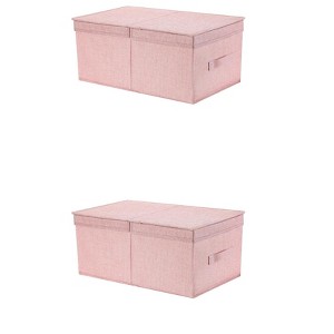 REGALWOVEN Fabric Collapsible Spacious Versatile Storage Bin with Lid and Handle 2 Pcs - 1 of 4