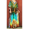 LA LEELA Women's Summer Beach Maxi Caftan Dashiki Dresses 2X-3X Blue Animal Skin - 4 of 4