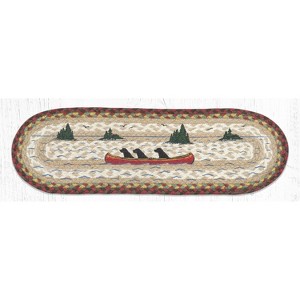 Earth Rugs Oval Stair Tread – Labs in Canoe Design, Rustic Braided Jute, Dog-Lover Cabin Decor, 27"x8.25" Oval Accent Mat - 1 of 3