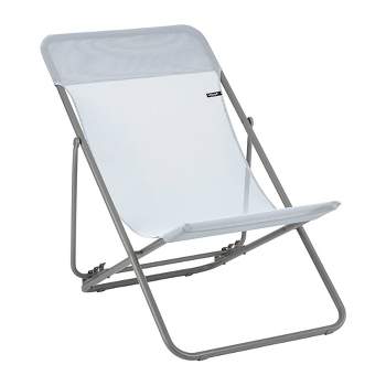 Lafuma Maxi Transat Lightweight Folding Adjustable 4 Position Locking Outdoor Camping Steel Mesh Sling Reclining Chair, Ciel Sky