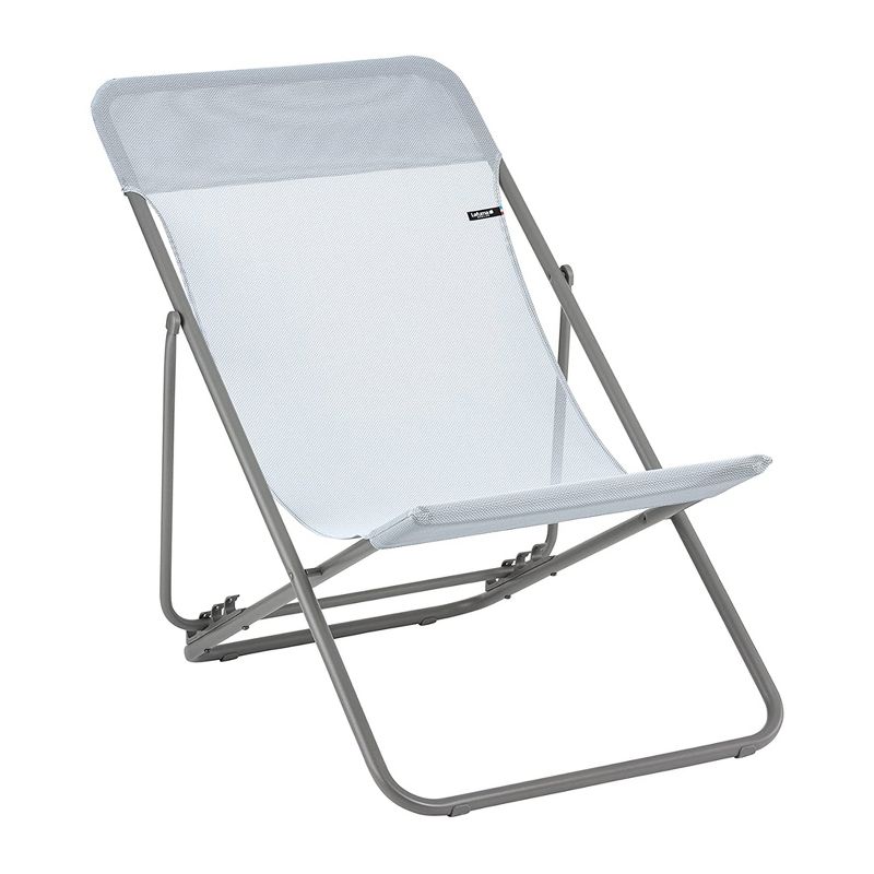 Lafuma Maxi Transat Lightweight Folding Adjustable 4 Position Locking Outdoor Camping Steel Mesh Sling Reclining Chair, Ciel Sky, 1 of 5
