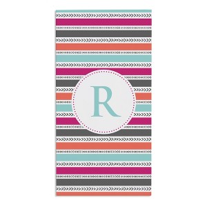 Personalization Mall Hot Pink Pattern Initial Beach Towel - 1 of 2