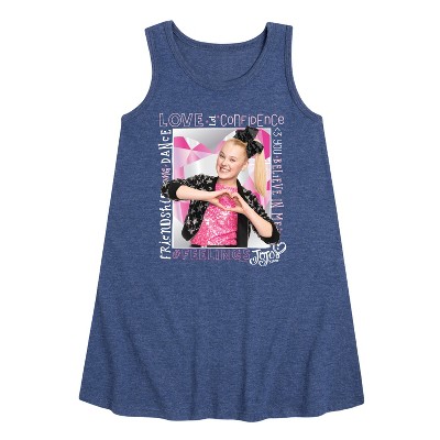 JoJo Siwa #Feeling Graphic Sleeveless Aline Dress - Heather Navy - 5T