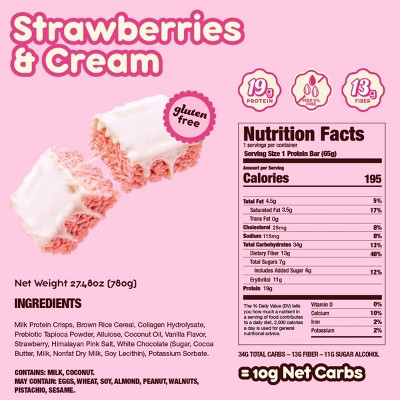 Prime Bites Strawberry Protein Rice Treat- 19g Protein - 9.16oz/4ct