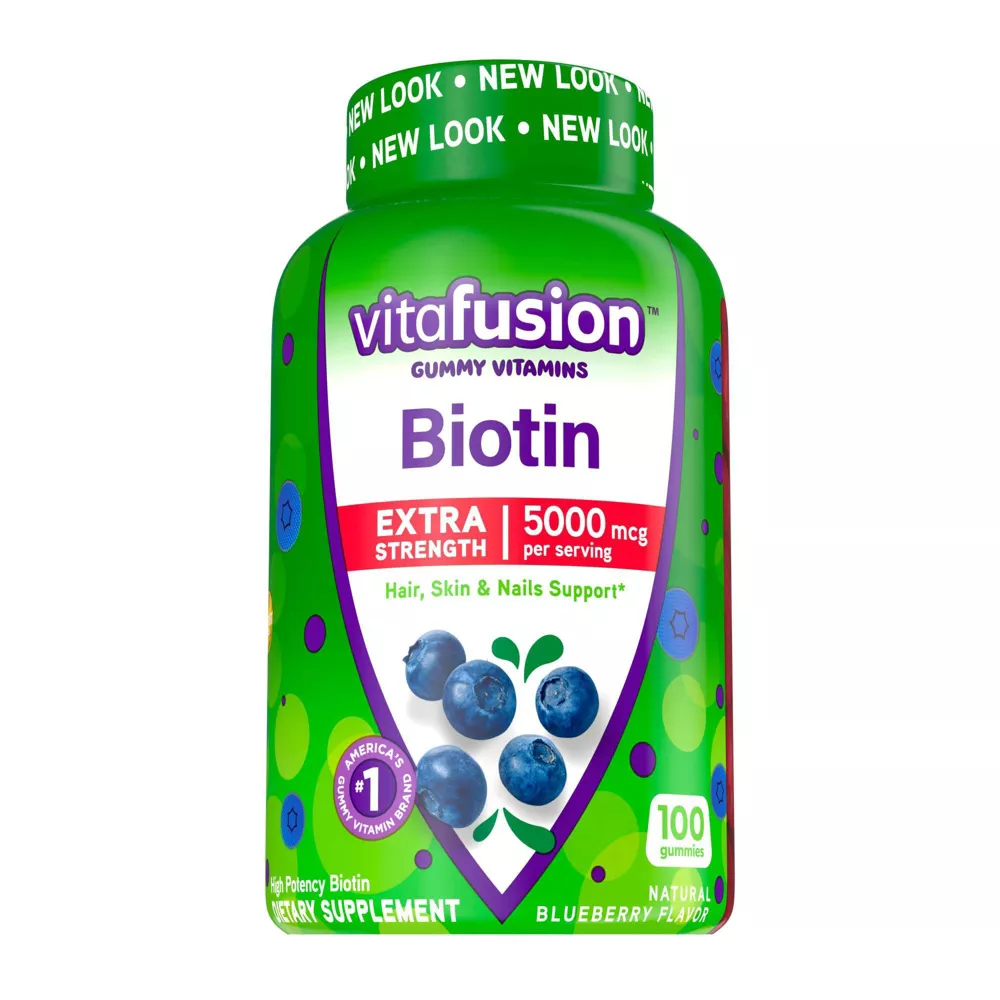 Vitafusion Extra Strength Biotin Gummies - Blueberry - 100ct - biotin supplement options