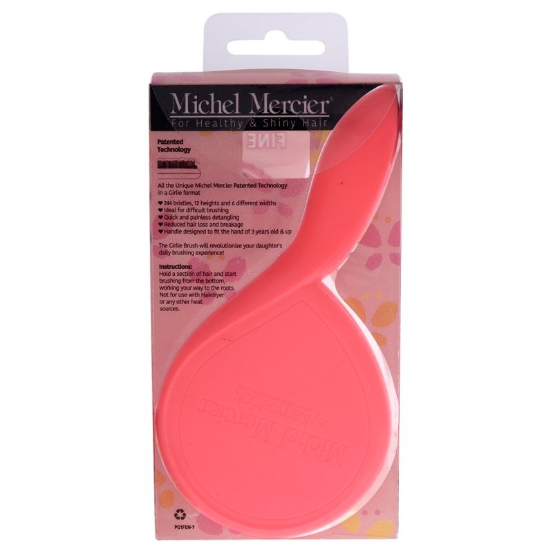 Michel Mercier The Girlie Detangle Brush - Painless Detangling Brush - Easy Grip Hair Brush Design - Thick and Curly Hair - Yellow-Pink - 1 pc, 4 of 5