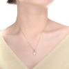 Guili Sterling Silver Gold Plated Pendant Necklace with White Round Shell Pearl and Clear Cubic Zirconia, Elegant for Any Occasion - 2 of 2