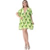 LA LEELA Women's Beachwear Summer Swim Beach Dress Cover Ups for Swimwear Women Short Fall Swimsuit Coverups for Women Tops XL-XXL Beige Tree - 4 of 4
