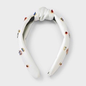 Brianna Joy White Knotted Tennis Charm Headband Bari Lynn Tennis Charm Terry Knot Headband in White | MEEMS  main image 3