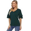 BLUEMING Womens Flutter Elbow Sleeve Shirts V Neck Tee Blouse Pagoda Sleeve T-Shirts Summer Tee Blouse Flowy Tops - 4 of 4