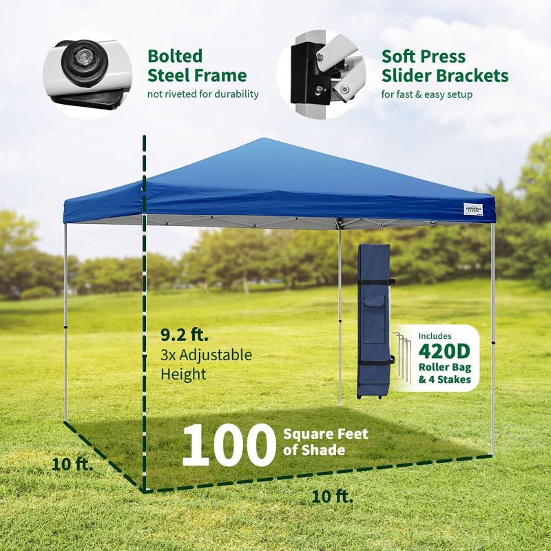 Caravan Canopy V-Series 10 x 10' 2 Straight Leg Sidewall Kit & 10 x 10' Entry Level Angled Leg Instant Canopy w/Set of 4 Black Cement Weights, 3 of 7