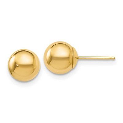 Black Bow Jewelry 7mm (1/4 Inch) 14k Yellow Gold Polished Ball Friction Back Studs