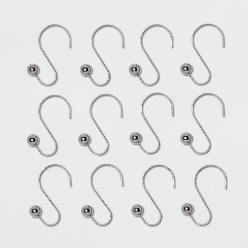 S Shaped Shower Curtain Hooks With Ball End Cap Iron Chrome Made