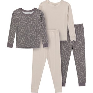 Modern Moments by Gerber Baby Neutral 4-Piece Snug Fit Pajama Set, Mushroom - 1 of 4