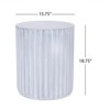 GlasFlength Patio End Tables, Concrete Side Table, Stripe Round Accent Table with Weather Resistant, Garden Patio Furniture, Gray Blue 15.75"*18.75" - 2 of 2