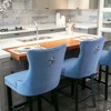 Resenkos Counter Bar Stools, Counter Stool,Upholstered Barstools with Button Tufted Decoration and Wooden Legs, Set of 2 (Blue) - 3 of 4