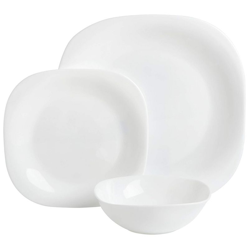 Ultra by Gibson Piazza 12 Piece Tempered Opal Glass Dinnerware Set in White, 2 of 6