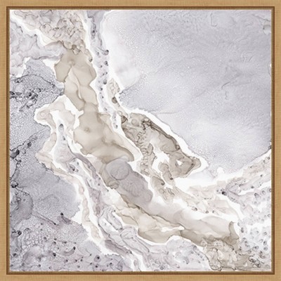 Beige and Gray Abstract Canvas Art with Maple Frame