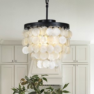 ALOADECOR 3-Light W13" Capiz Shell Chandelier Small Coastal Pendant Light - 1 of 4