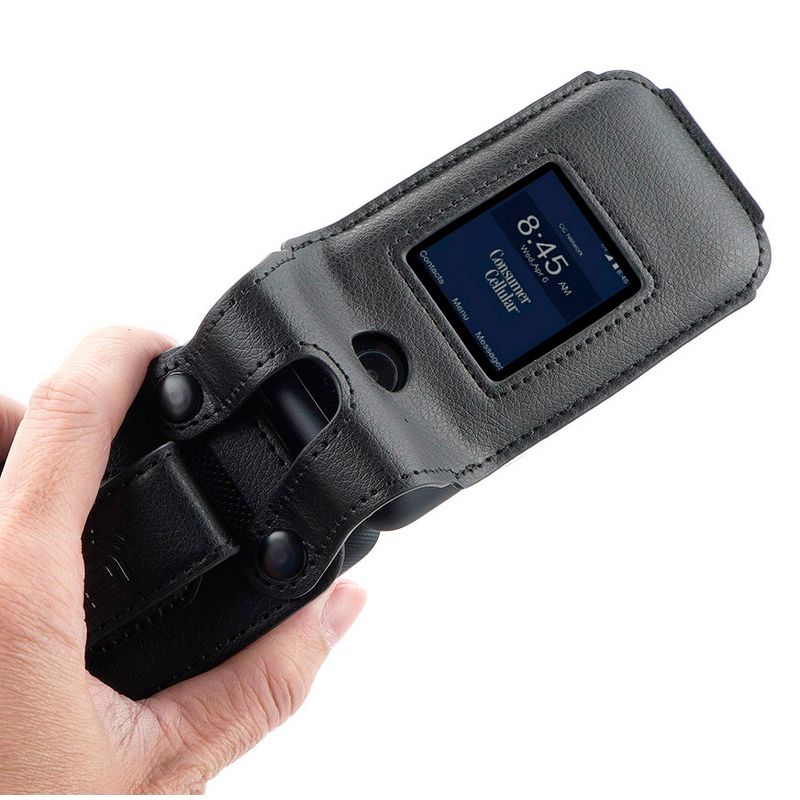 Nakedcellphone Case for Consumer Cellular Verve Snap Flip Phone - Vegan Leather with Belt Clip - Black, 4 of 10