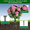 23.6" Artificial Rose Topiary Ball Trees with Ground Spike, UV Resistant Greenery Shrubs with Flowers, Fake Plants with Metal Stakes - 3 of 4