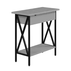 Tucson Flip Top End Table with Charging Station and Shelf Gray/Black - Breighton Home