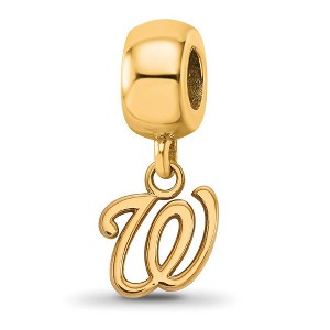 Black Bow Jewelry 14k Yellow Gold Plated Sterling Silver Washington Nationals MLB Bracelet Bead Charm - 1 of 4