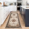 Boho Vintage Washable Area Rug, Gray Medallion Low Pile Non Slip Carpet for Living Room, Bedroom, Kitchen, or Dining Room, Pet Friendly - 3 of 4