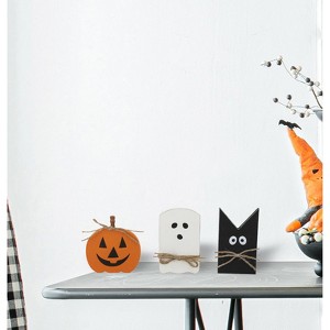 Gulches 3PCS Halloween Holiday Table Decor - White/Black/Orange (4.8x8"/4.5x8"/6.7x7") Festive Tabletop Decor for Halloween Home Party Supplies - 1 of 4