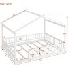 Streamdale Full Size Wood Bed House Bed Frame with Fence, for Kids, Teens, Girls, Boys,White - 3 of 4