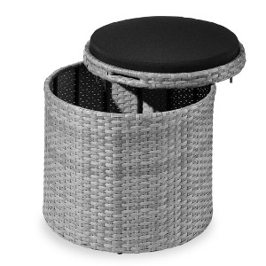 Best Choice Products Round Wicker Ottoman, Multipurpose Furniture w/ Removable Cushion, Steel Frame - 1 of 4