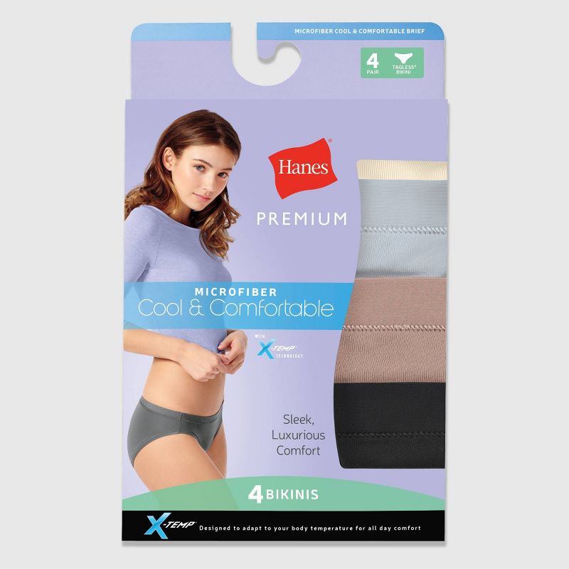 Hanes Premium Women's Cool & Comfortable Microfiber Bikini Panties 4pk, 3 of 5