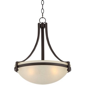 Regency Hill Mallot Oil Rubbed Bronze Pendant Chandelier 20" Wide Industrial Champagne Glass Bowl Shade 4-Light Fixture for Dining Room Kitchen Island - 1 of 4
