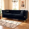 83.5" Velvet 3-Seater Chesterfield Sofa,Vertical Channel Tufted Couch with Gold Metal Legs & 2 Pillows for Living Room-Baofuwish - 3 of 4