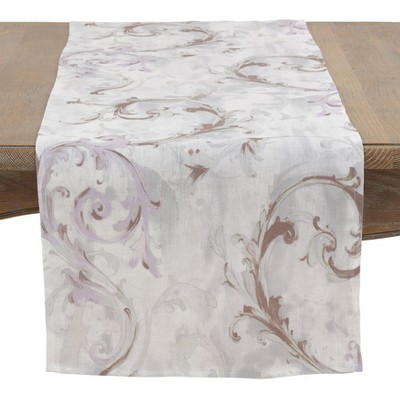 Saro Lifestyle Baroque Flourish Runner, 16"x72", Lavender