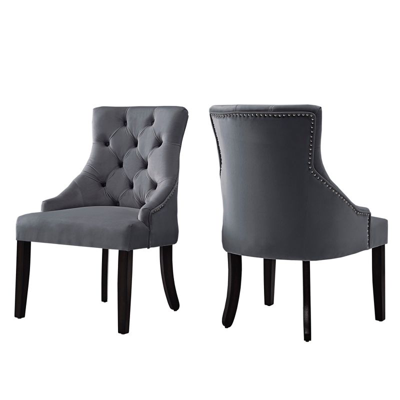 Set of 2 Lawler Velvet Button Tufted Dining Chair Dark Gray - Inspire Q, 1 of 6