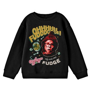 A Christmas Story Oh Fudge Crew Neck Long Sleeve Youth Black Sweatshirt - 1 of 2