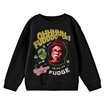 A Christmas Story Oh Fudge Crew Neck Long Sleeve Black Youth Sweatshirt