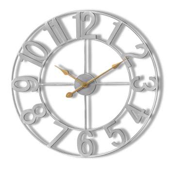 Sorbus Large Wall Clock for Living Room Decor - Numeral Wall Clock for Kitchen - 24 inch Wall Clock Decorative (Silver)