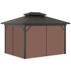 Outsunny Metal Hardtop Gazebo with Mesh Sidewalls & Curtains, Double Roof Pavilion for Patio, Backyard, Deck, Porch - 4 of 4