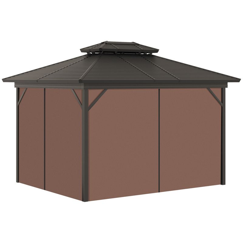 Outsunny Hardtop Gazebo with Curtains and Netting, Permanent Pavilion Metal Roof Gazebo Canopy with Aluminum Frame and Top Hook, 5 of 8