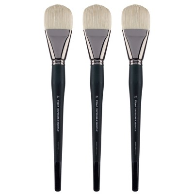 Creative Mark Imperial Professional Chungking Hog Bristle Brush - Filbert , Handmade Long Handle Oil Paint Brushes for Artists, Nickel-Plated Brass