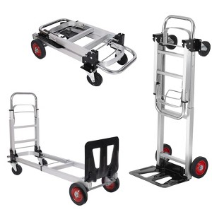 Convertible Aluminum Hand Truck, Heavy Duty Folding Dolly Cart with Rubber Wheels & Telescoping Handle for Moving - 1 of 4