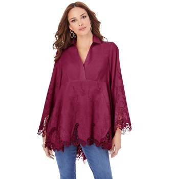 Roaman's Women's Plus Size Embroidered Fit-and-Flare Tunic