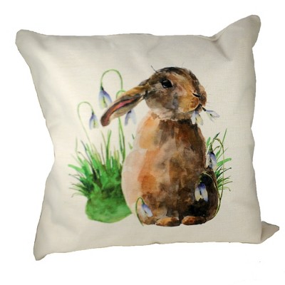 Home Decor 20.0" Bunny Cottage Pilloe Easter Grass Flowers  -  Decorative Pillow